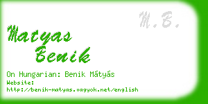 matyas benik business card